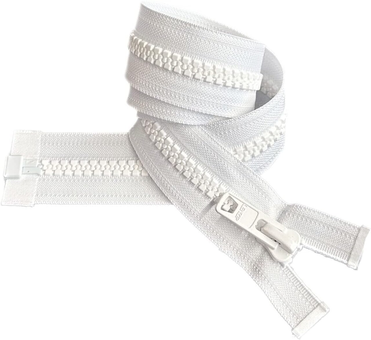 Lenzip #10 Heavy Duty Vislon Molded Plastic Marine Separating Zipper -Color: White - Made in The United States (1 Zipper Per Pack) (Molded - 48" Inches)